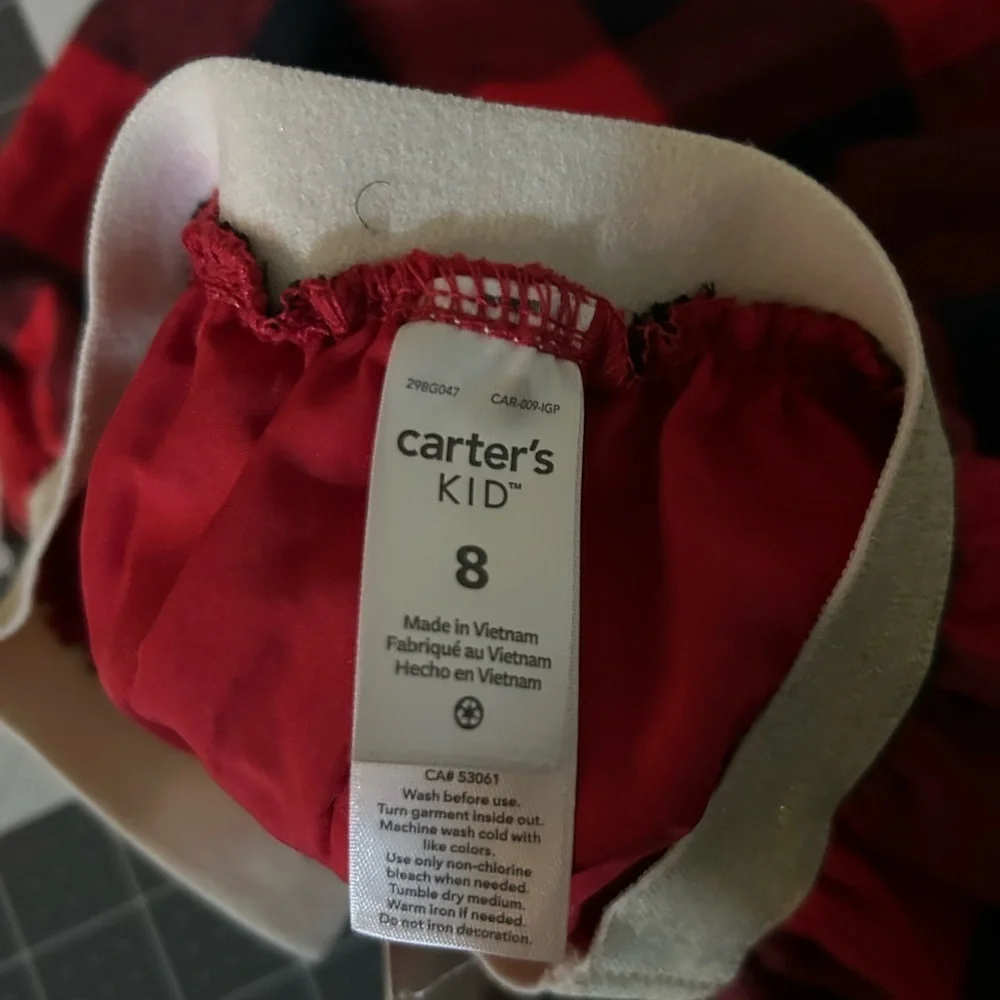 Carter's Red and Black Plaid Skirt with Gold Waistband